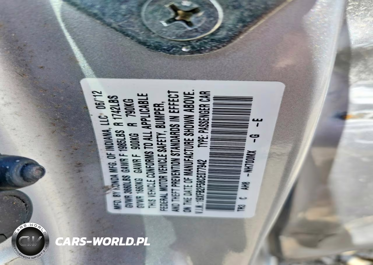 2012 Honda Civic Lx VIN:19XFB2F58CE077942 - 13