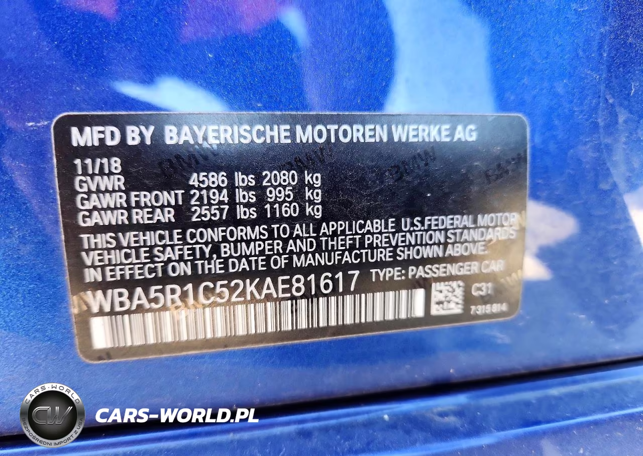 2019 BMW 330I VIN:WBA5R1C52KAE81617 - 12