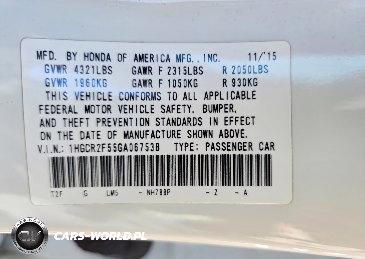 2016 Honda Accord Sport VIN:1HGCR2F55GA067538 - 13