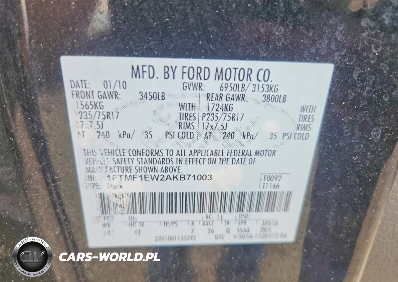 2010 Ford F150 VIN:1FTMF1EW2AKB71003 - 12