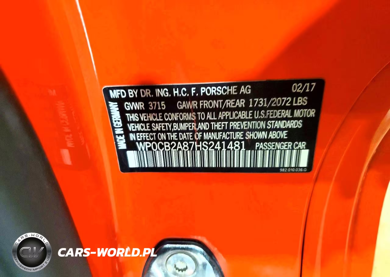 2017 Porsche Boxster S VIN:WP0CB2A87HS241481 - 13