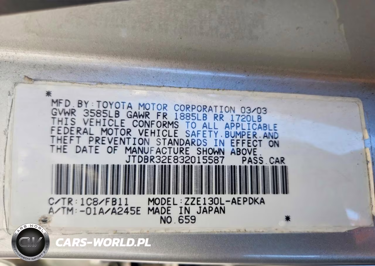 2003 Toyota Corolla Ce VIN:JTDBR32E832015587 - 12