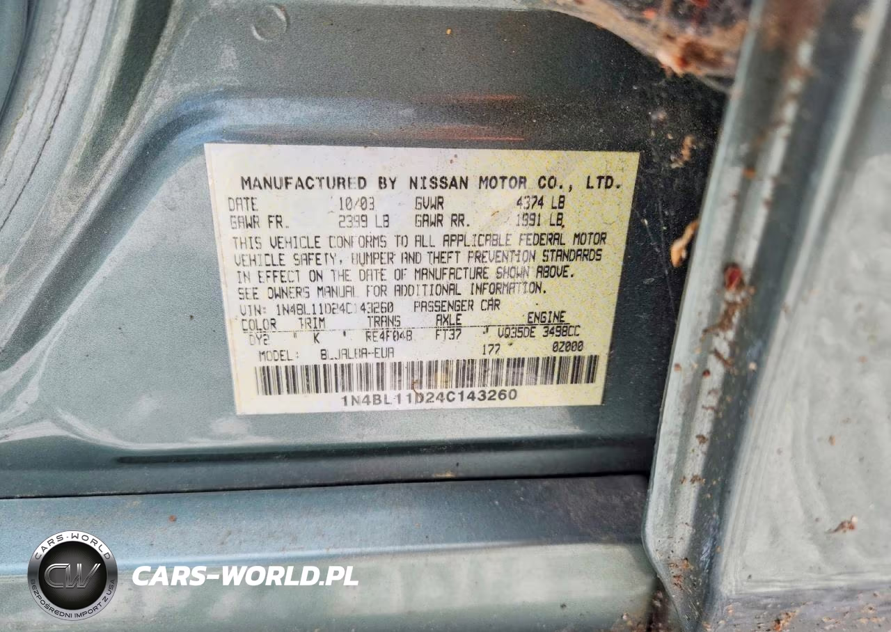 2004 Nissan Altima Se VIN:1N4BL11D24C143260 - 12
