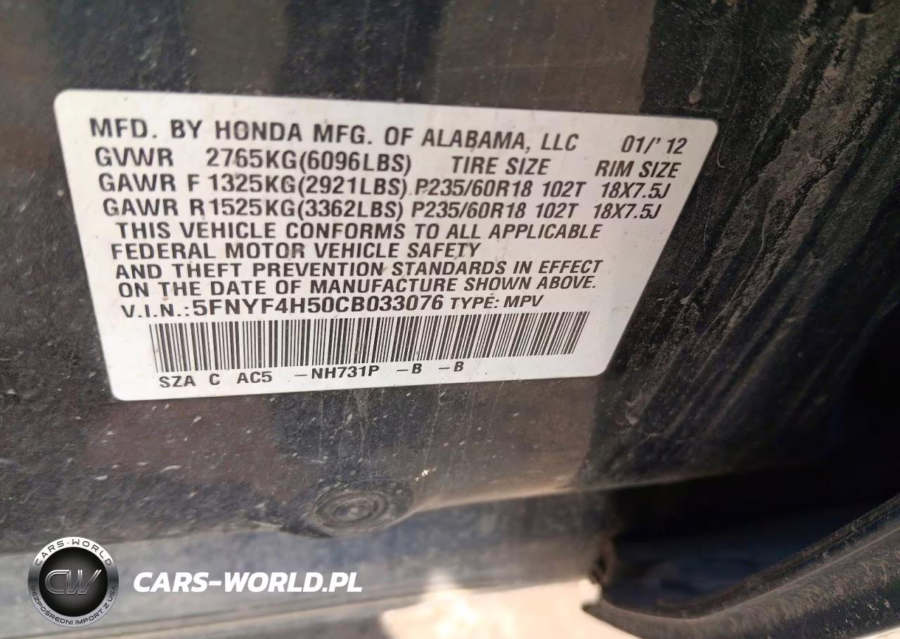 2012 Honda Pilot Exl VIN:5FNYF4H50CB033076 - 12