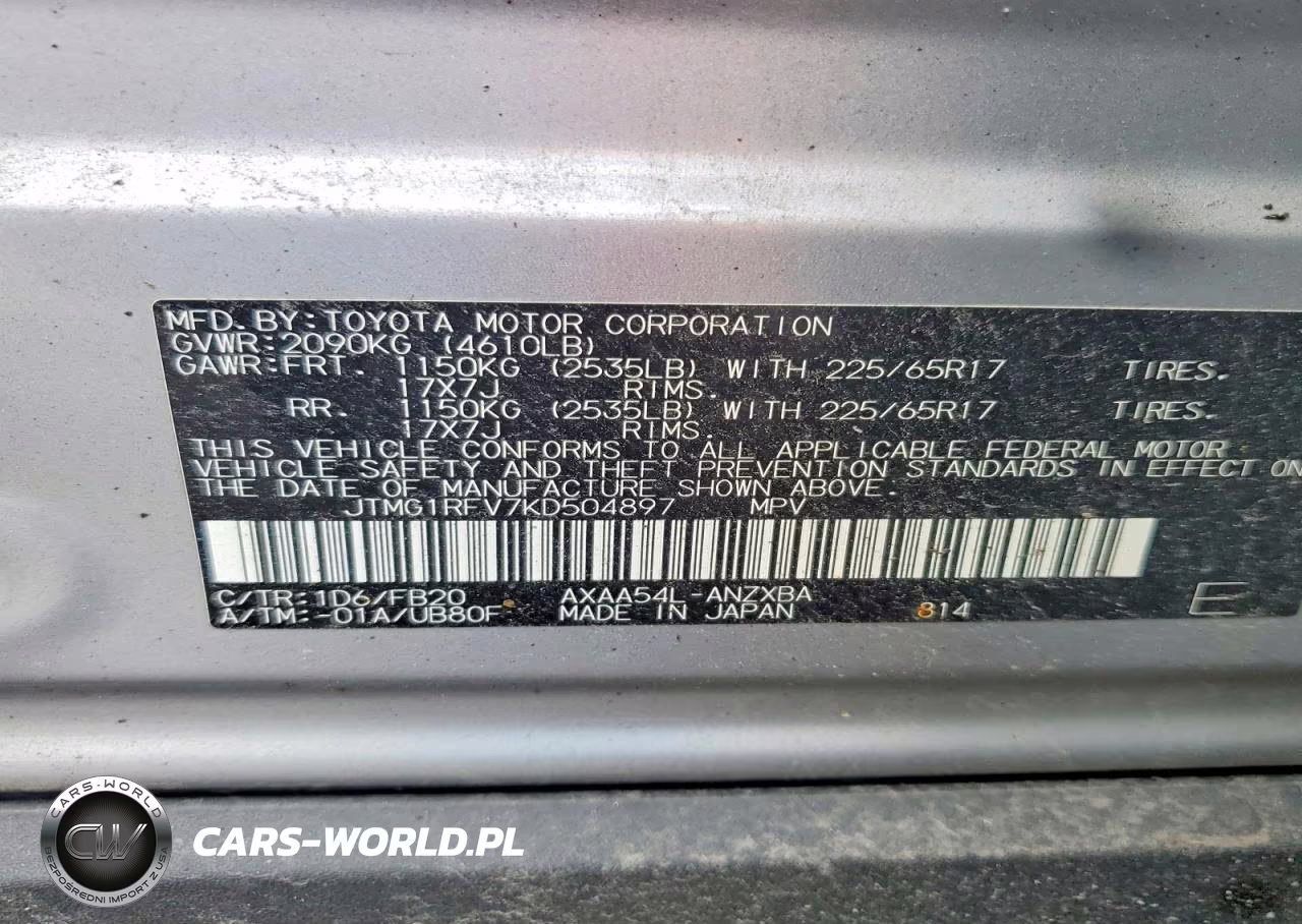2019 Toyota Rav4 Le VIN:JTMG1RFV7KD504897 - 14