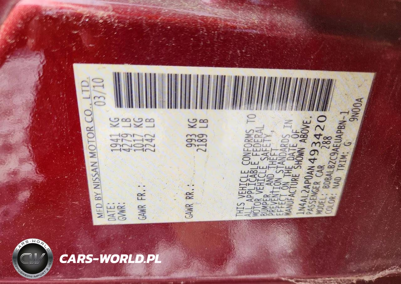 2010 Nissan Altima 2.5 VIN:1N4AL2AP0AN493420 - 13