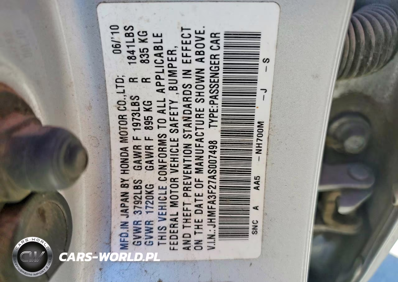 2010 Honda Civic Hybrid VIN:JHMFA3F27AS007498 - 12
