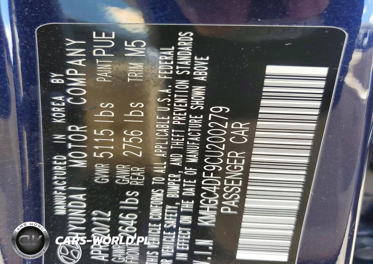2012 Hyundai Genesis 4.6L VIN:KMHGC4DF9CU200279 - 12