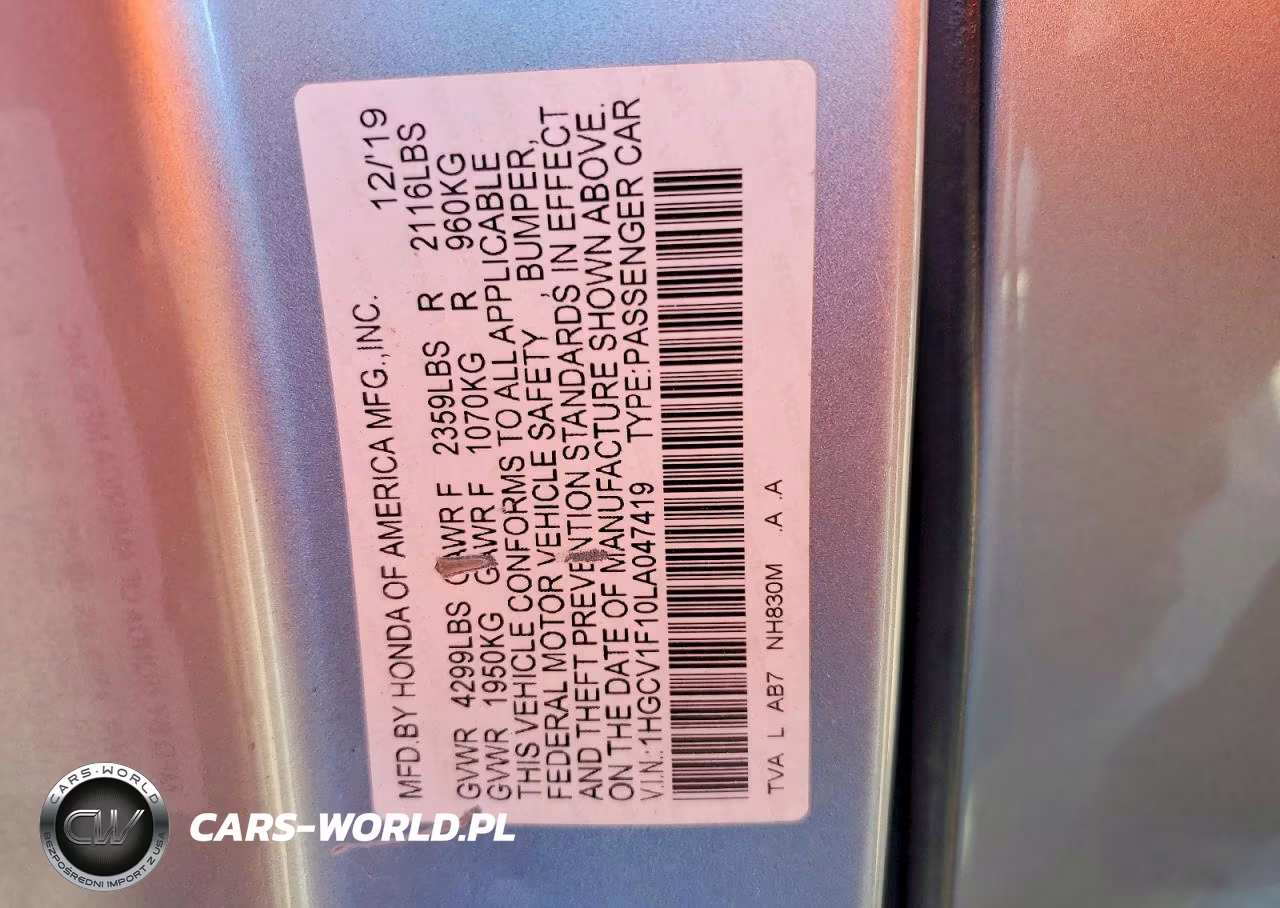 2020 Honda Accord Lx VIN:1HGCV1F10LA047419 - 13