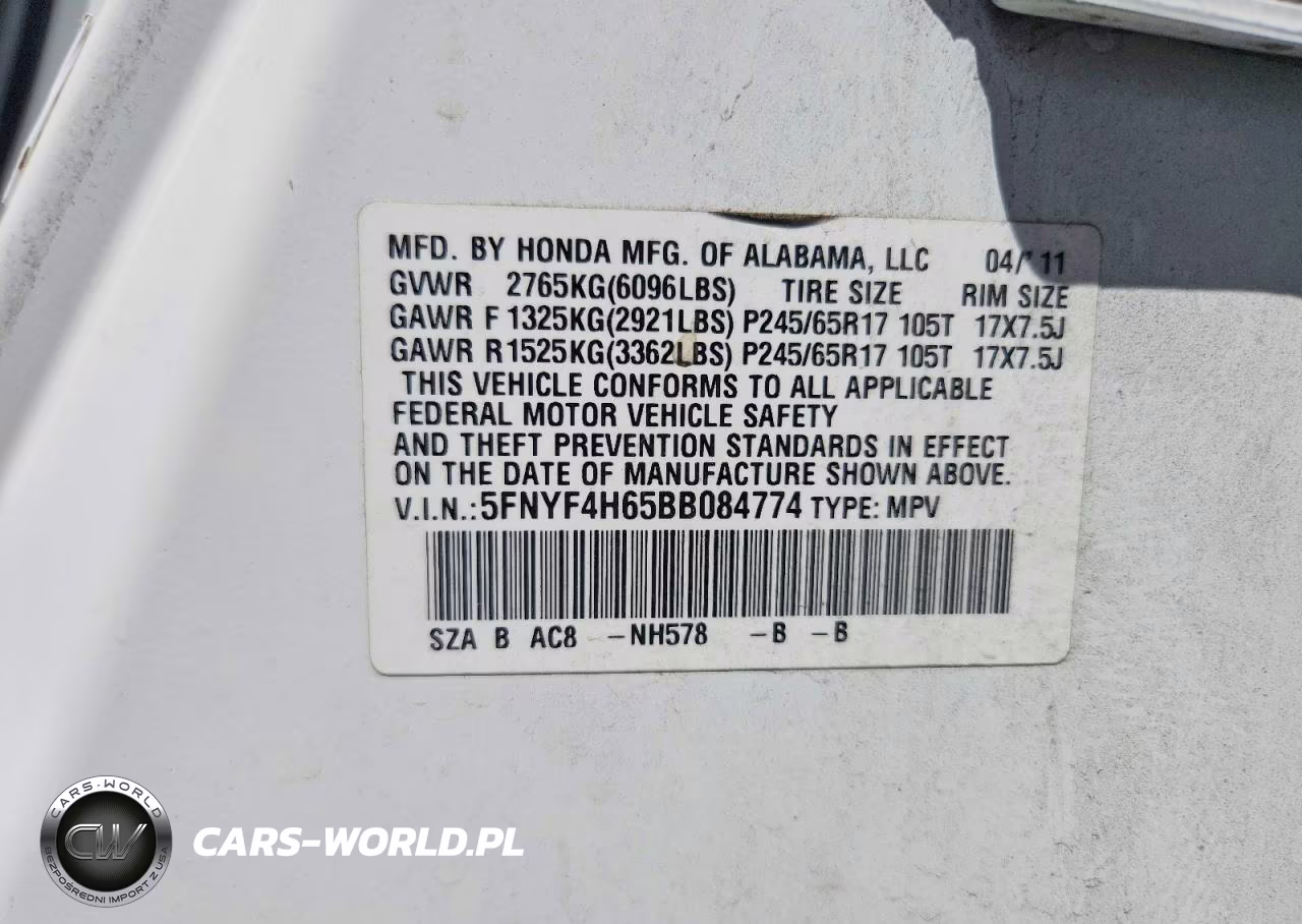 2011 Honda Pilot Exl VIN:5FNYF4H65BB084774 - 13