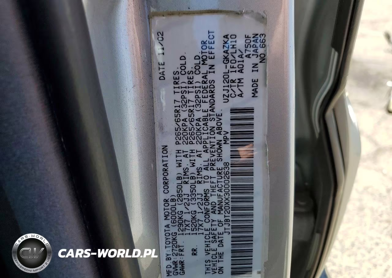 2003 Lexus Gx 470 VIN:JTJBT20XX30002638 - 14