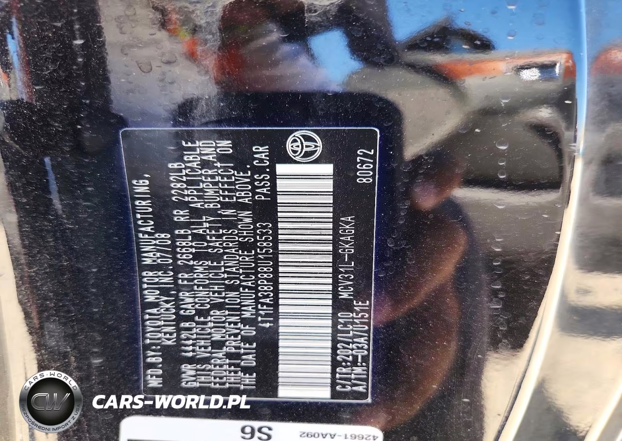 2008 Toyota Camry Solara Sle V6 VIN:4T1FA38P88U158533 - 12