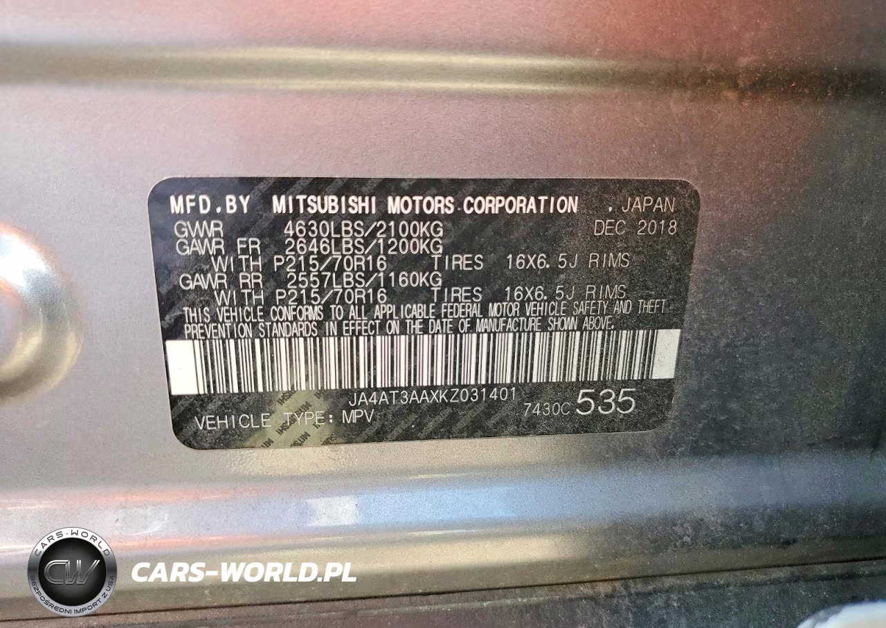 2019 Mitsubishi Eclipse Cross Es VIN:JA4AT3AAXKZ031401 - 14