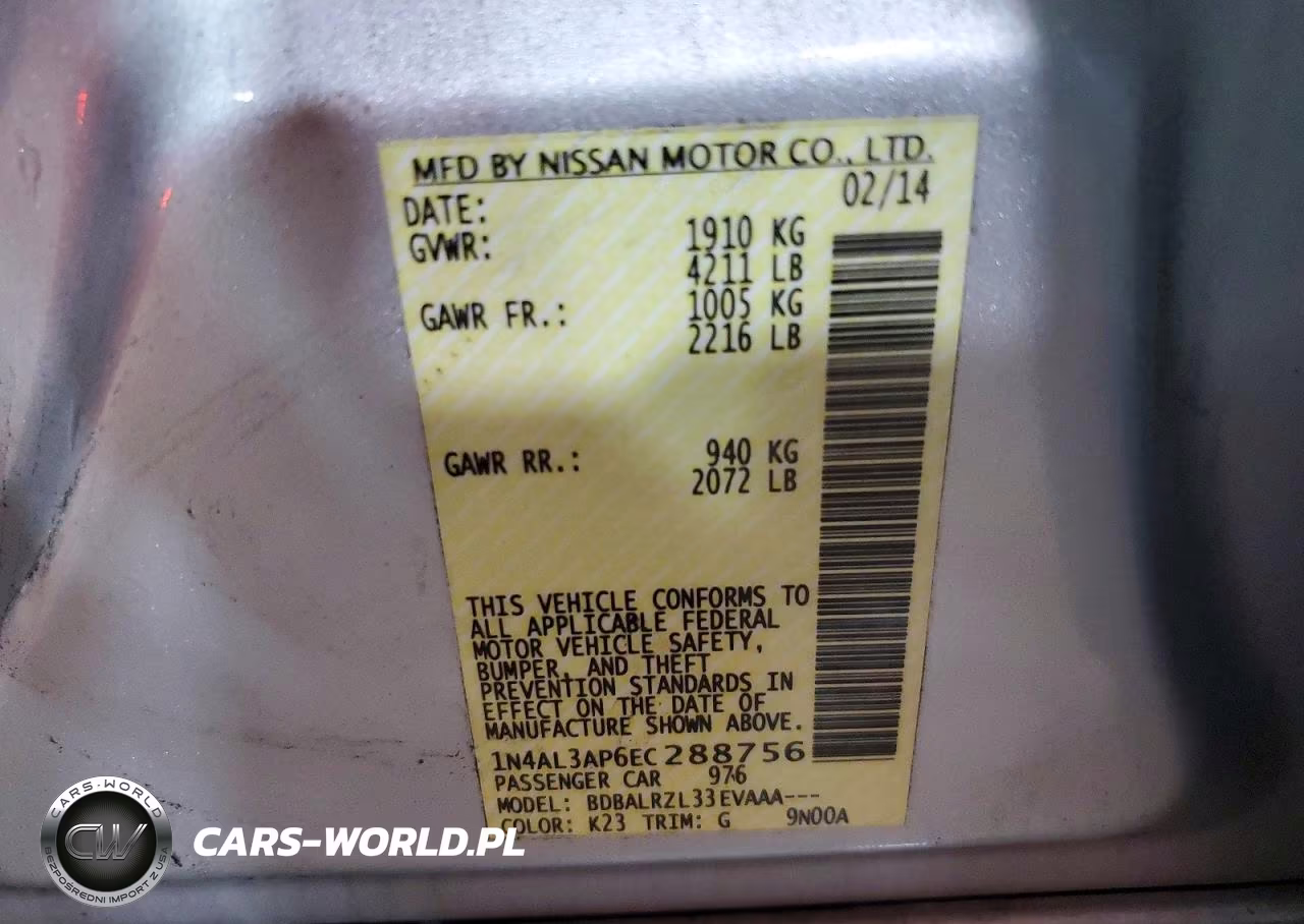 2014 Nissan Altima 2.5 S VIN:1N4AL3AP6EC288756 - 13