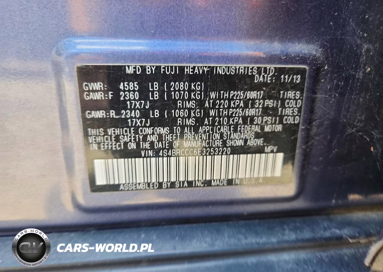 2014 Subaru Outback 2.5I Premium VIN:4S4BRCCC6E3253220 - 13