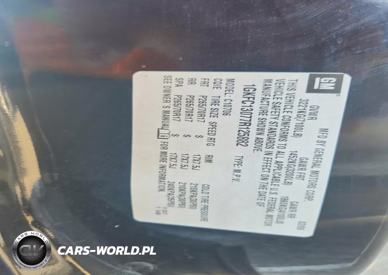 2007 GMC Yukon VIN:1GKFC13077R125882 - 13