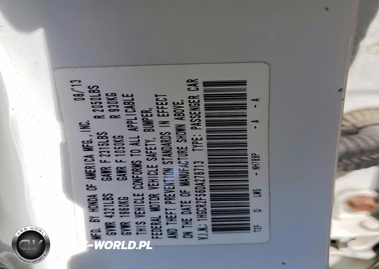 2013 Honda Accord Sport VIN:1HGCR2F56DA278713 - 13