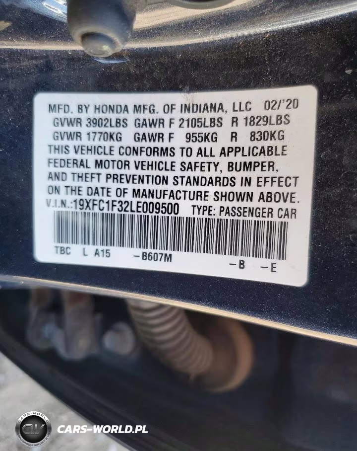 2020 Honda Civic Ex VIN:19XFC1F32LE009500 - 12