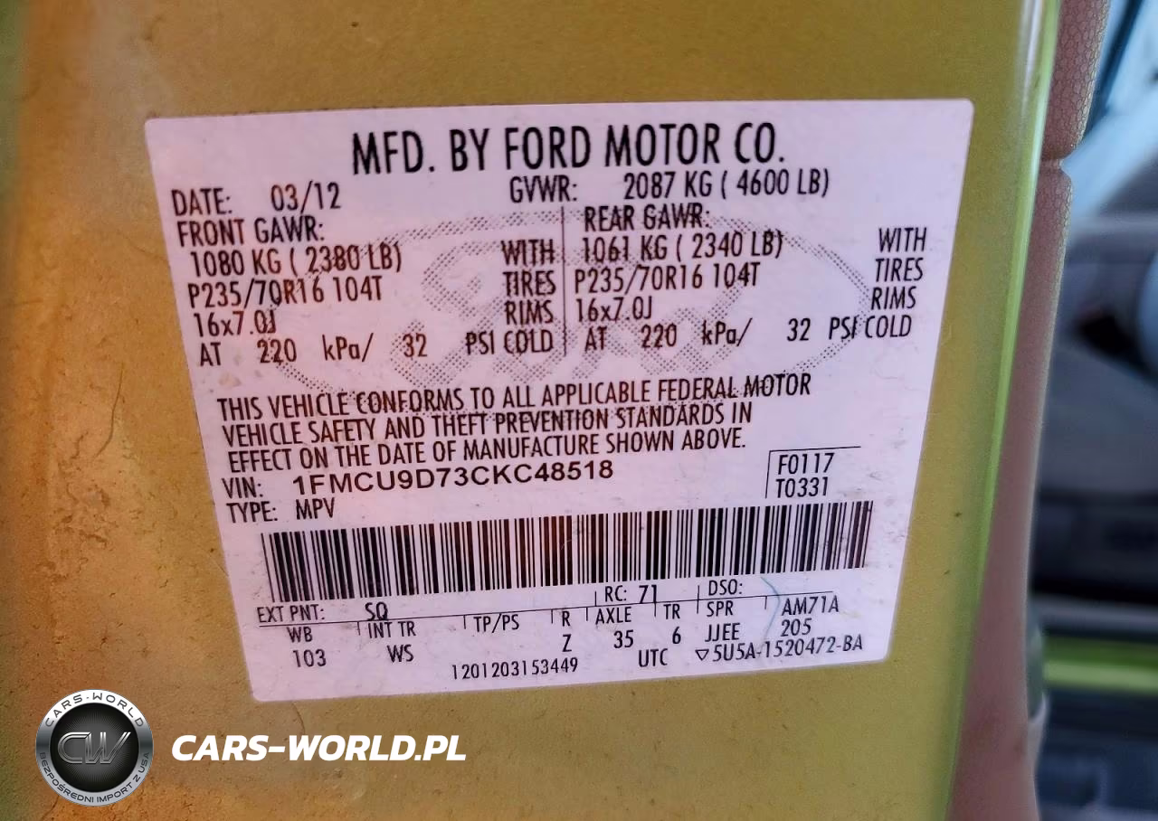 2012 Ford Escape Xlt VIN:1FMCU9D73CKC48518 - 14