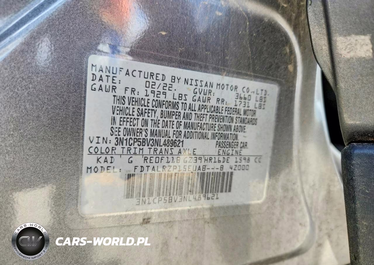 2022 Nissan Kicks S VIN:3N1CP5BV3NL489621 - 14
