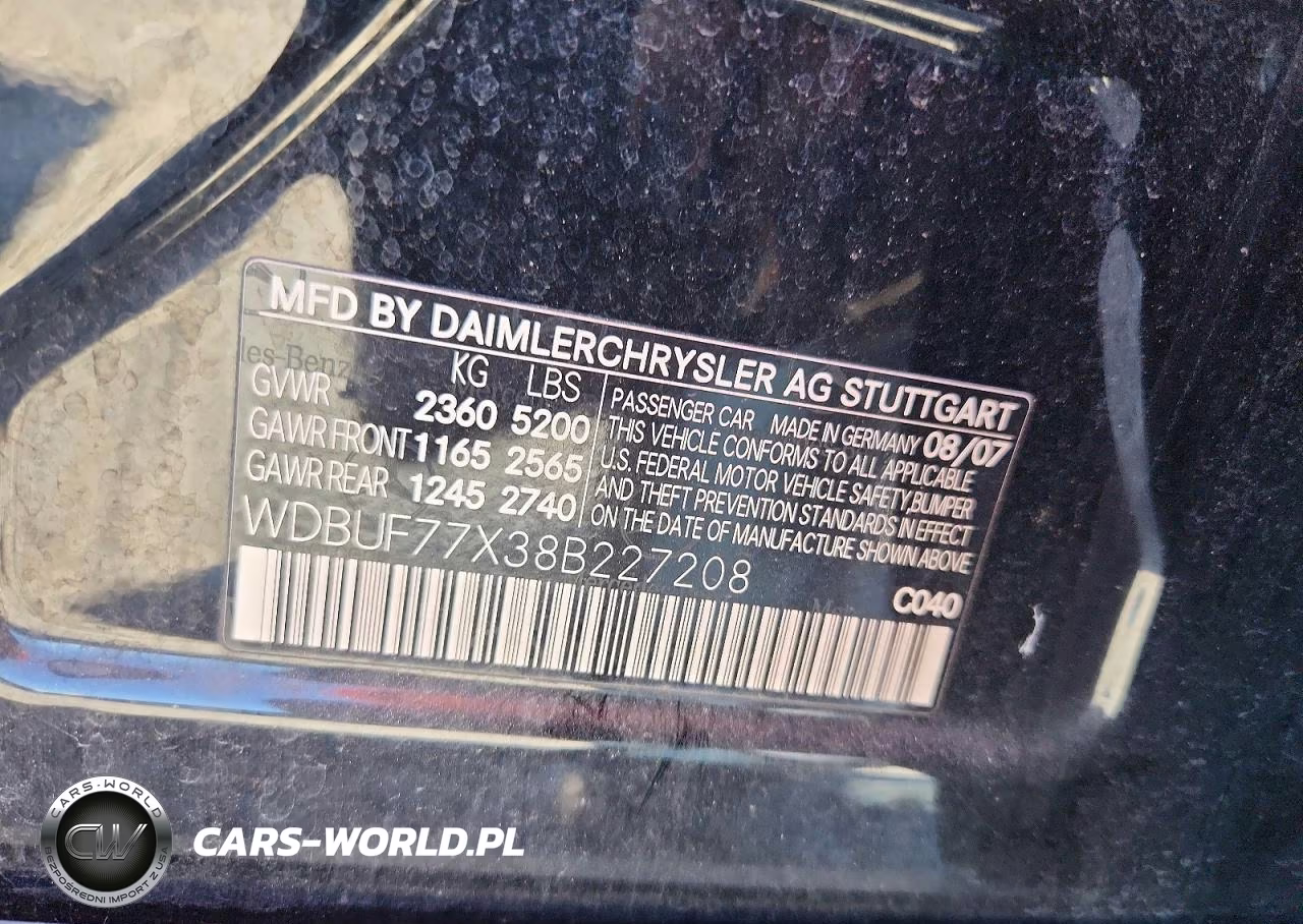 2008 Mercedes-Benz E 63 Amg VIN:WDBUF77X38B227208 - 12