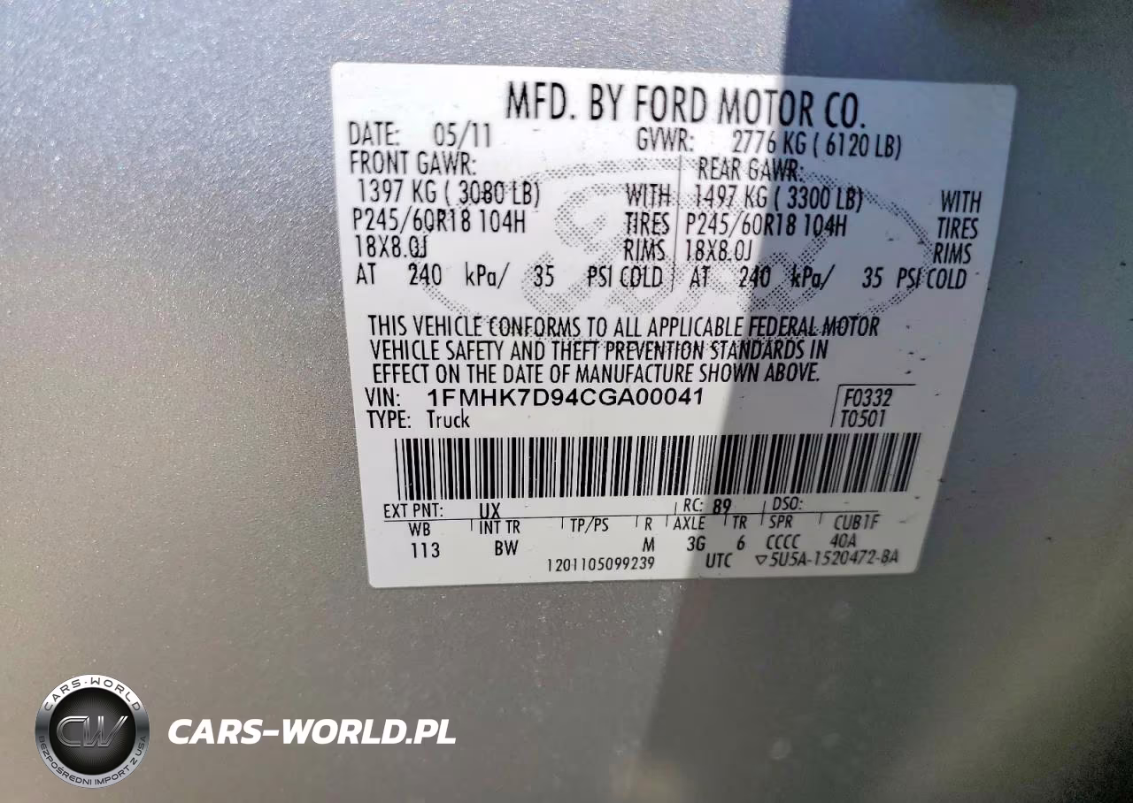2012 Ford Explorer Xlt VIN:1FMHK7D94CGA00041 - 13