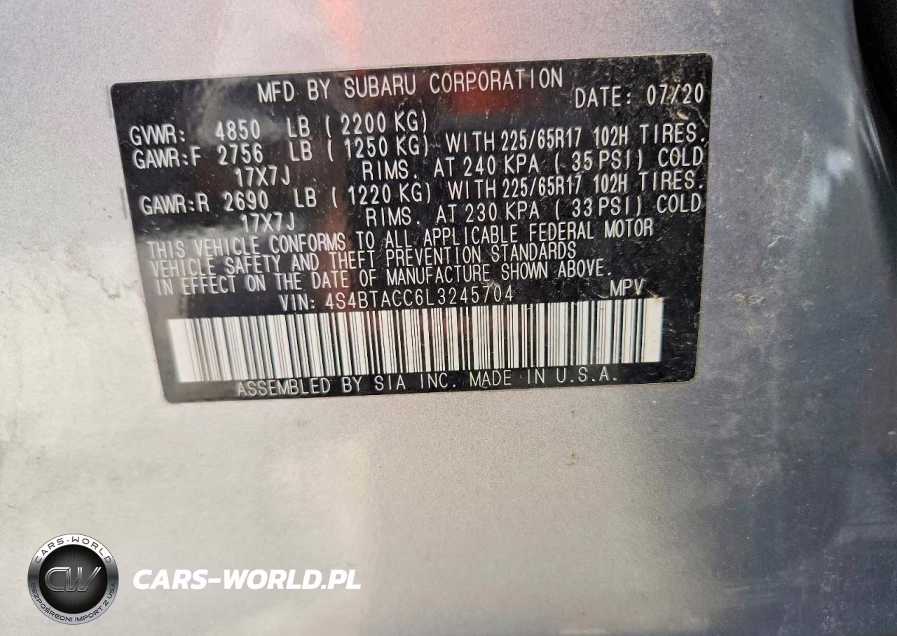 2020 Subaru Outback Premium VIN:4S4BTACC6L3245704 - 12