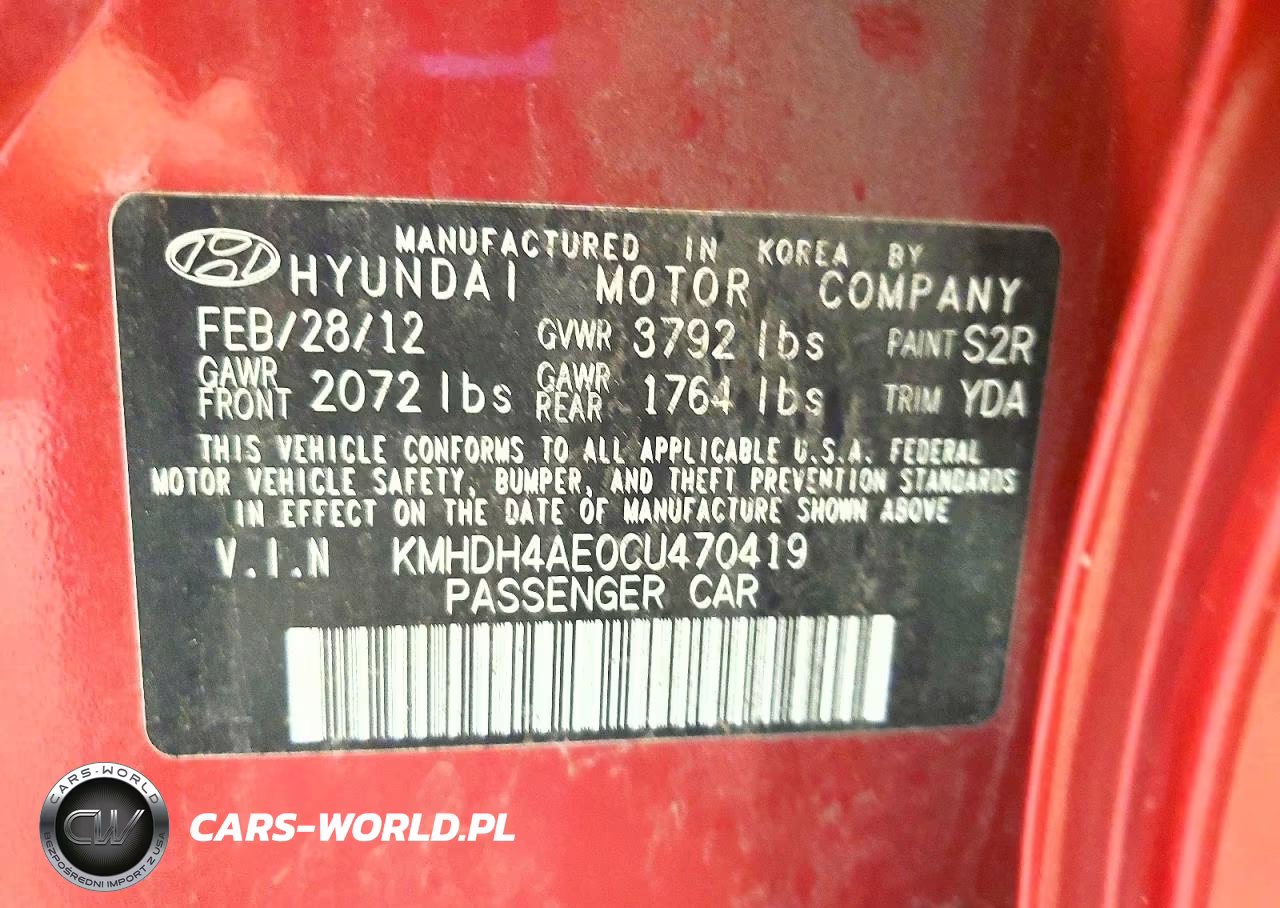 2012 Hyundai Elantra Gls VIN:KMHDH4AE0CU470419 - 12