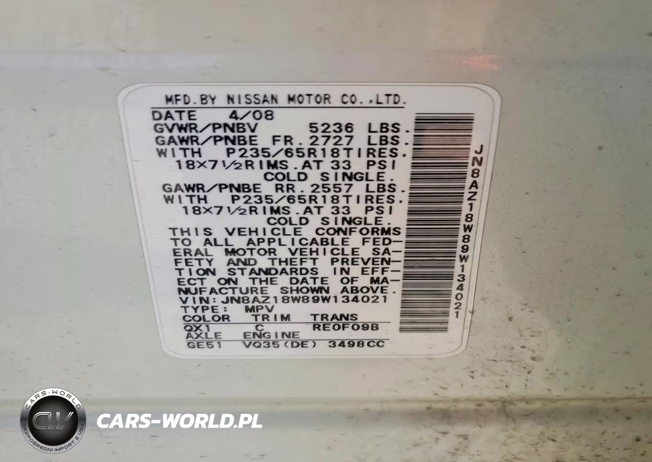 2009 Nissan Murano S VIN:JN8AZ18W89W134021 - 12