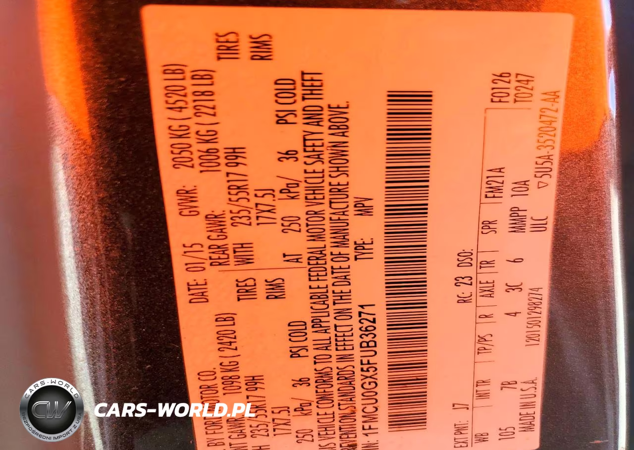 2015 Ford Escape Se VIN:1FMCU0GX5FUB36271 - 12