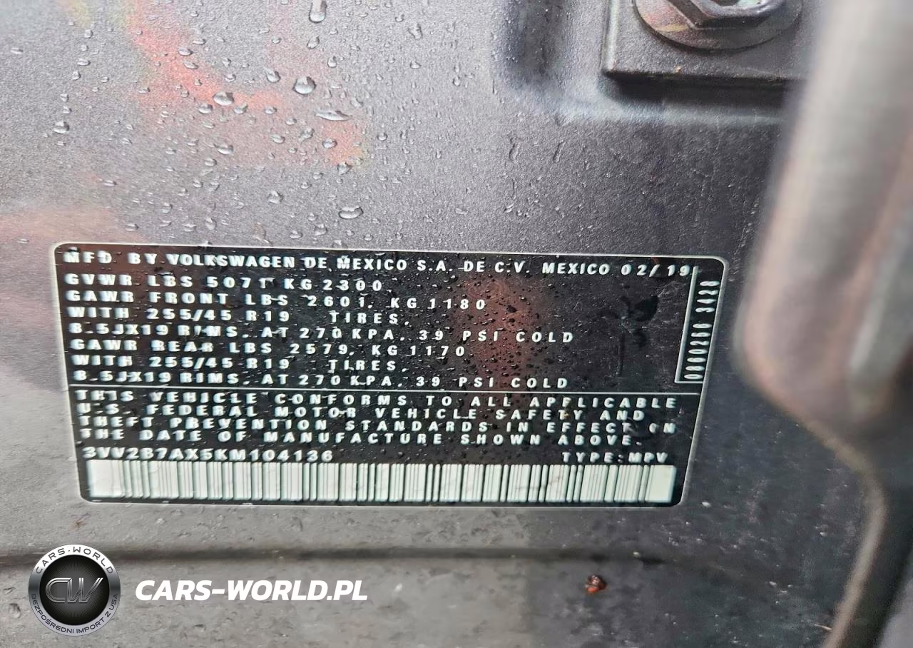 2019 Volkswagen Tiguan VIN:3VV2B7AX5KM104136 - 13