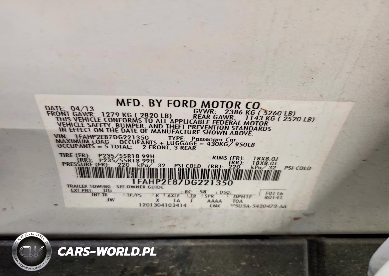 2013 Ford Taurus Sel VIN:1FAHP2E87DG221350 - 12