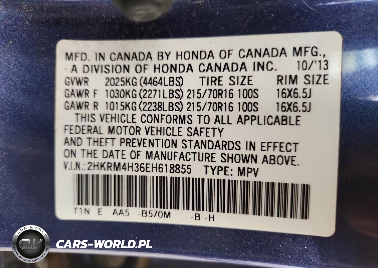 2014 Honda Cr-V Lx VIN:2HKRM4H36EH618855 - 12