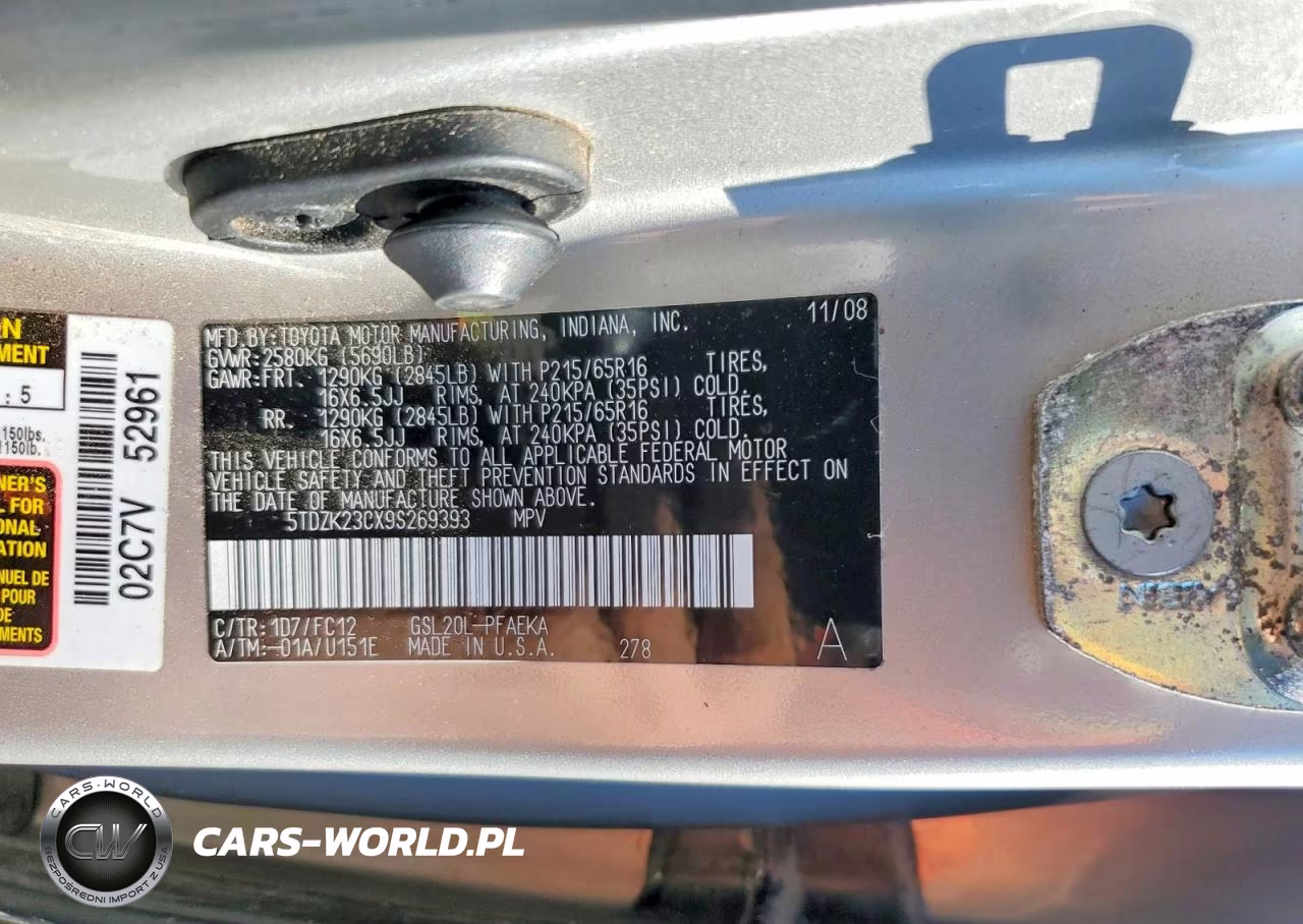 2009 Toyota Sienna Le 7-Passenger VIN:5TDZK23CX9S269393 - 13