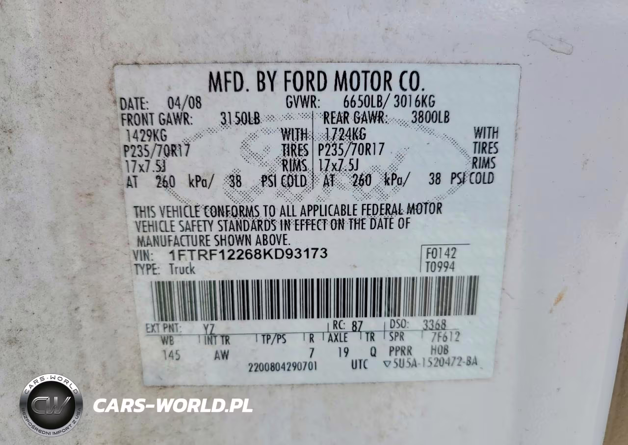 2008 Ford F150 VIN:1FTRF12268KD93173 - 12