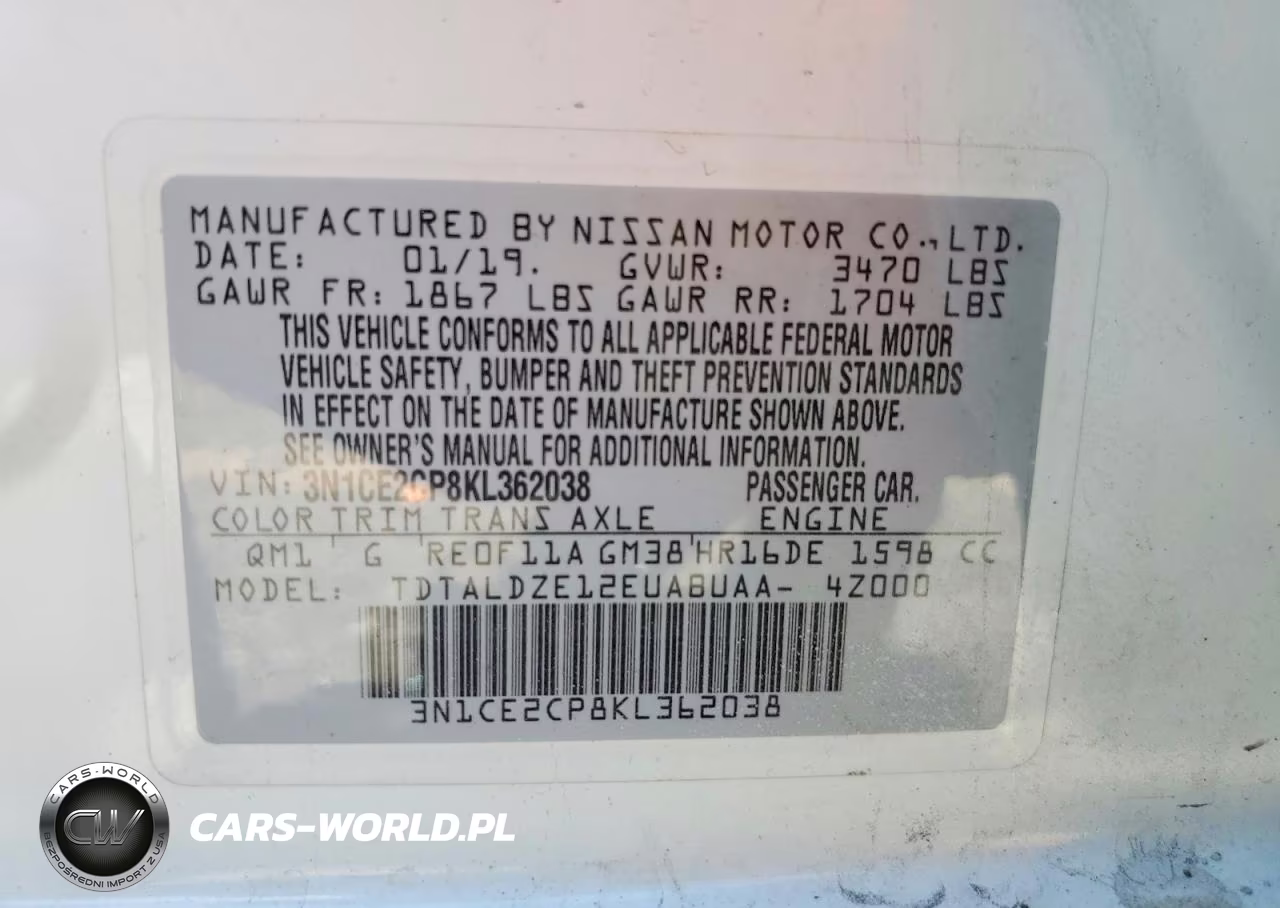 2019 Nissan Versa Note Sv VIN:3N1CE2CP8KL362038 - 12