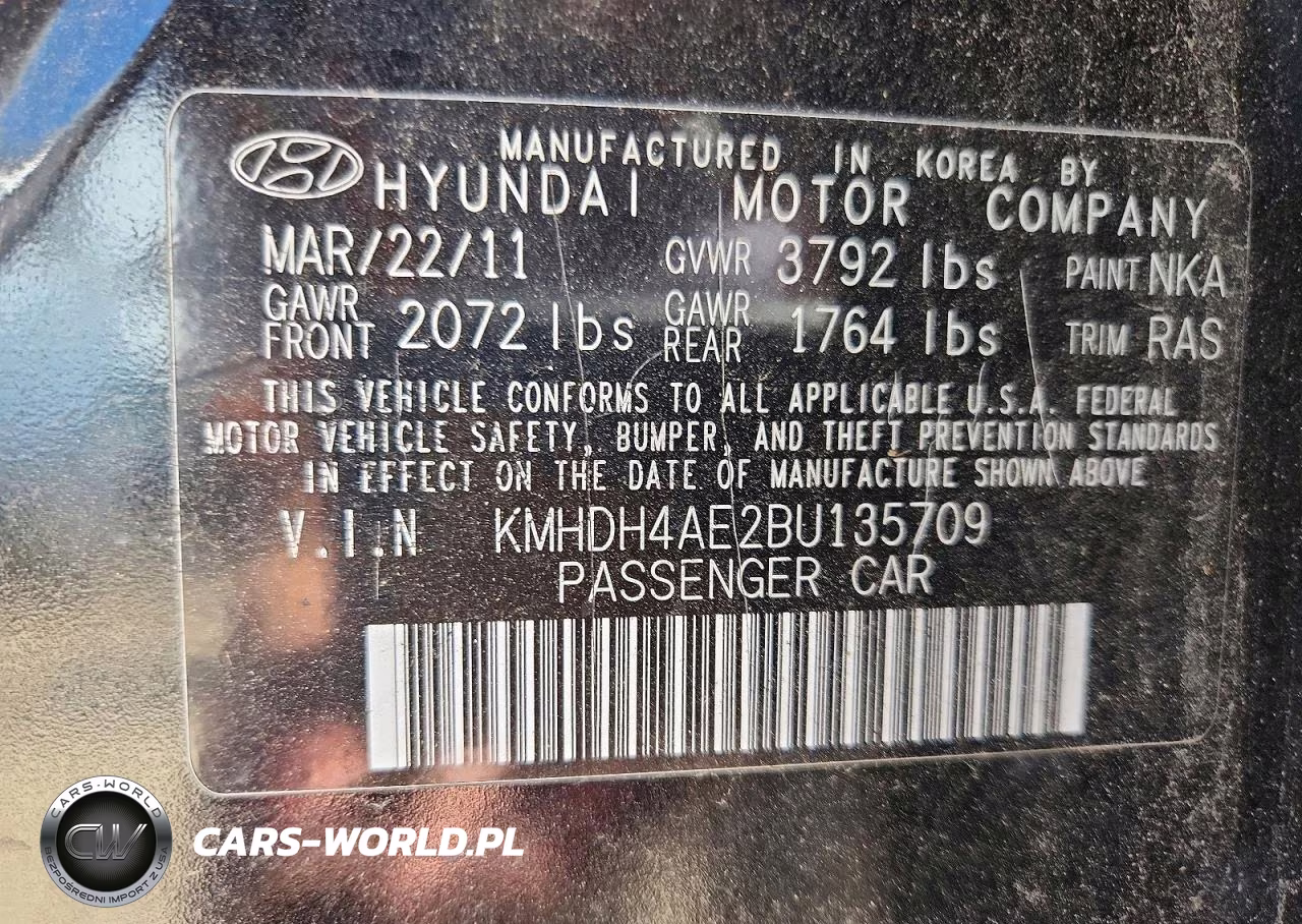 2011 Hyundai Elantra Gls VIN:KMHDH4AE2BU135709 - 12