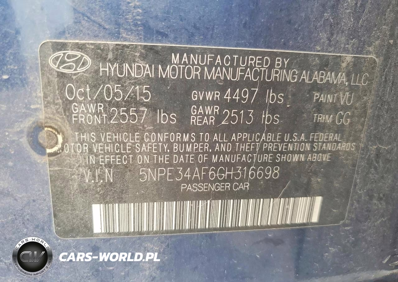 2016 Hyundai Sonata Sport VIN:5NPE34AF6GH316698 - 13