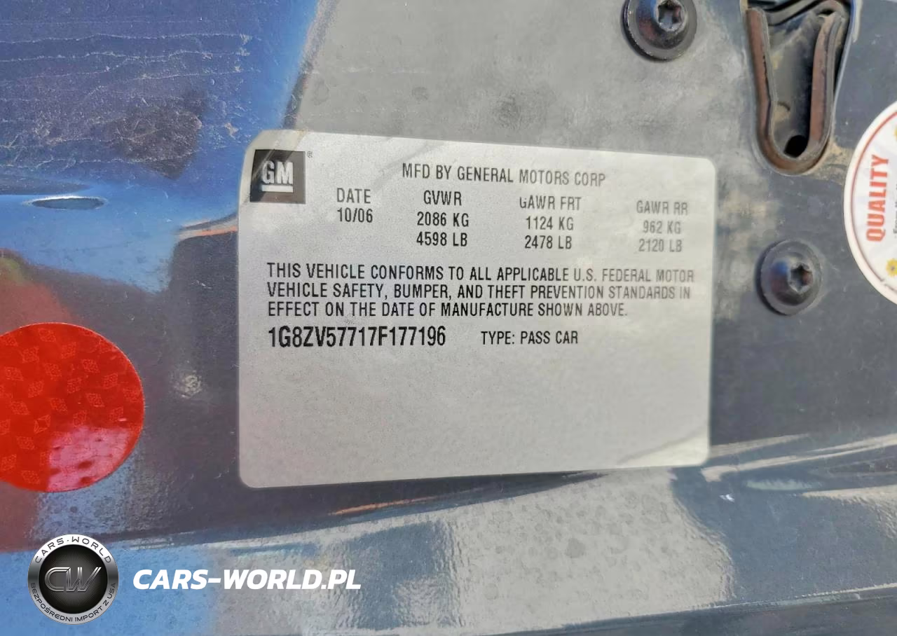 2007 Saturn Aura Xr VIN:1G8ZV57717F177196 - 12
