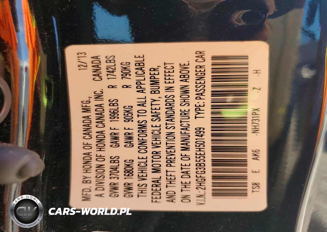 2014 Honda Civic Lx VIN:2HGFG3B55EH501499 - 12