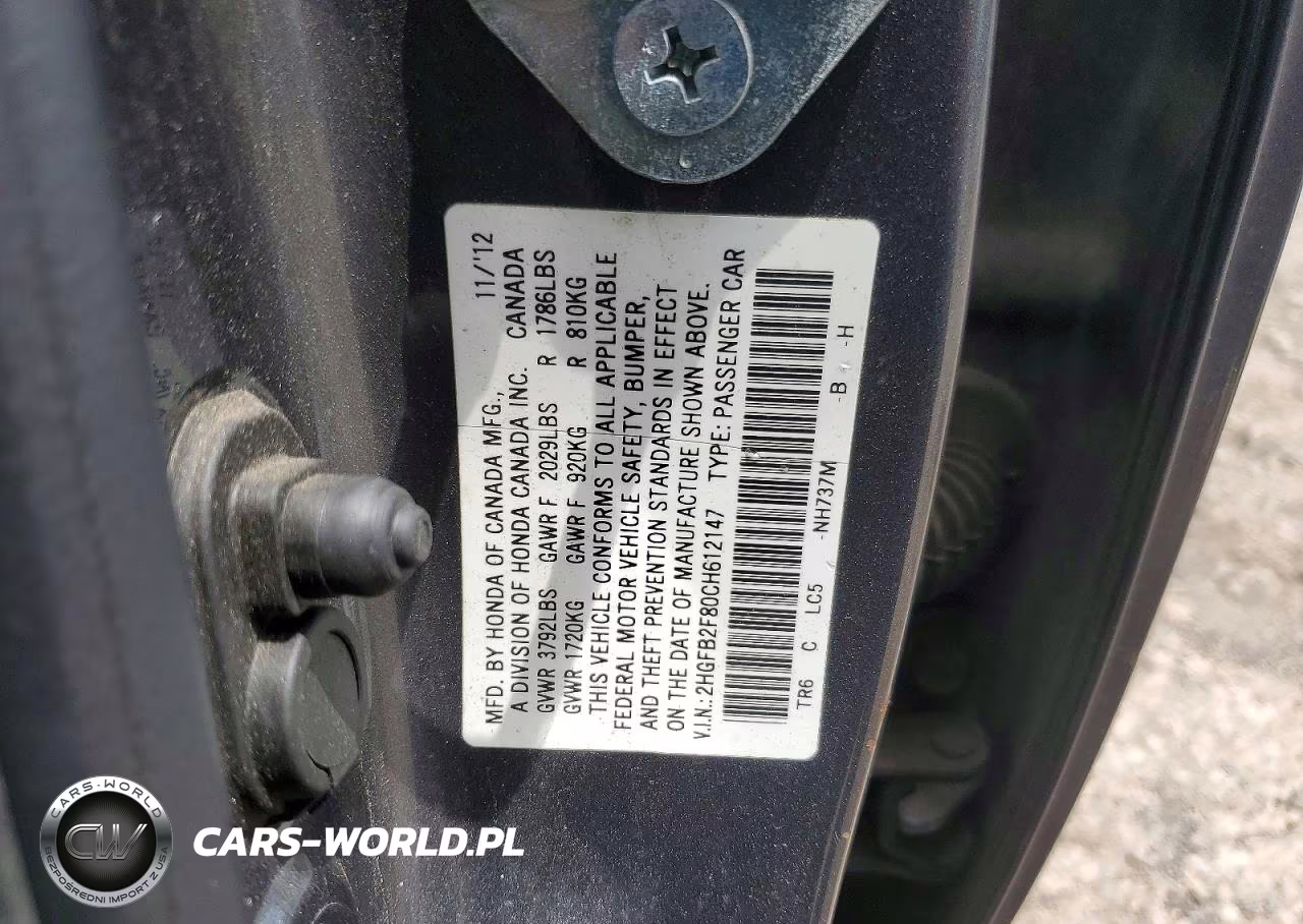 2012 Honda Civic Ex VIN:2HGFB2F80CH612147 - 12