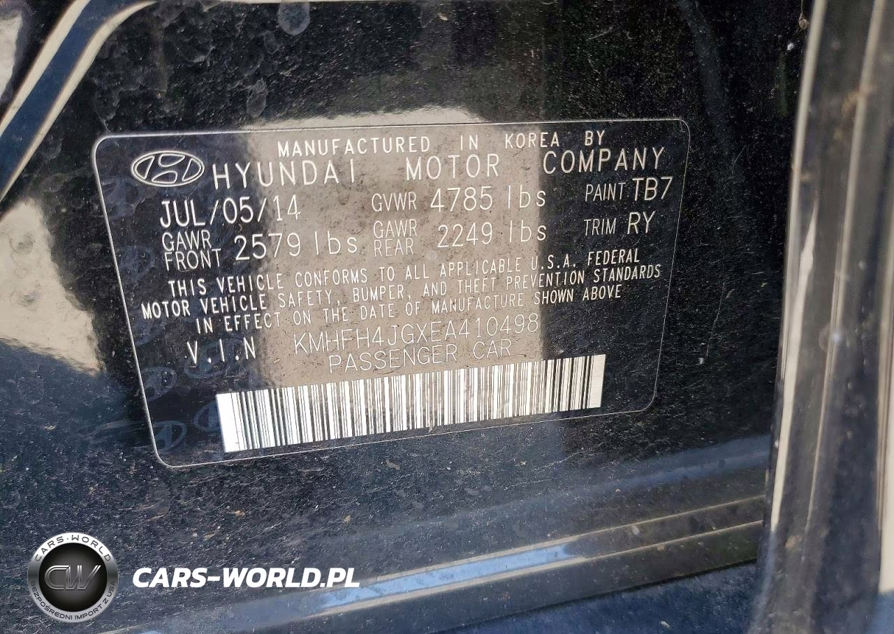 2014 Hyundai Azera Limited VIN:KMHFH4JGXEA410498 - 12