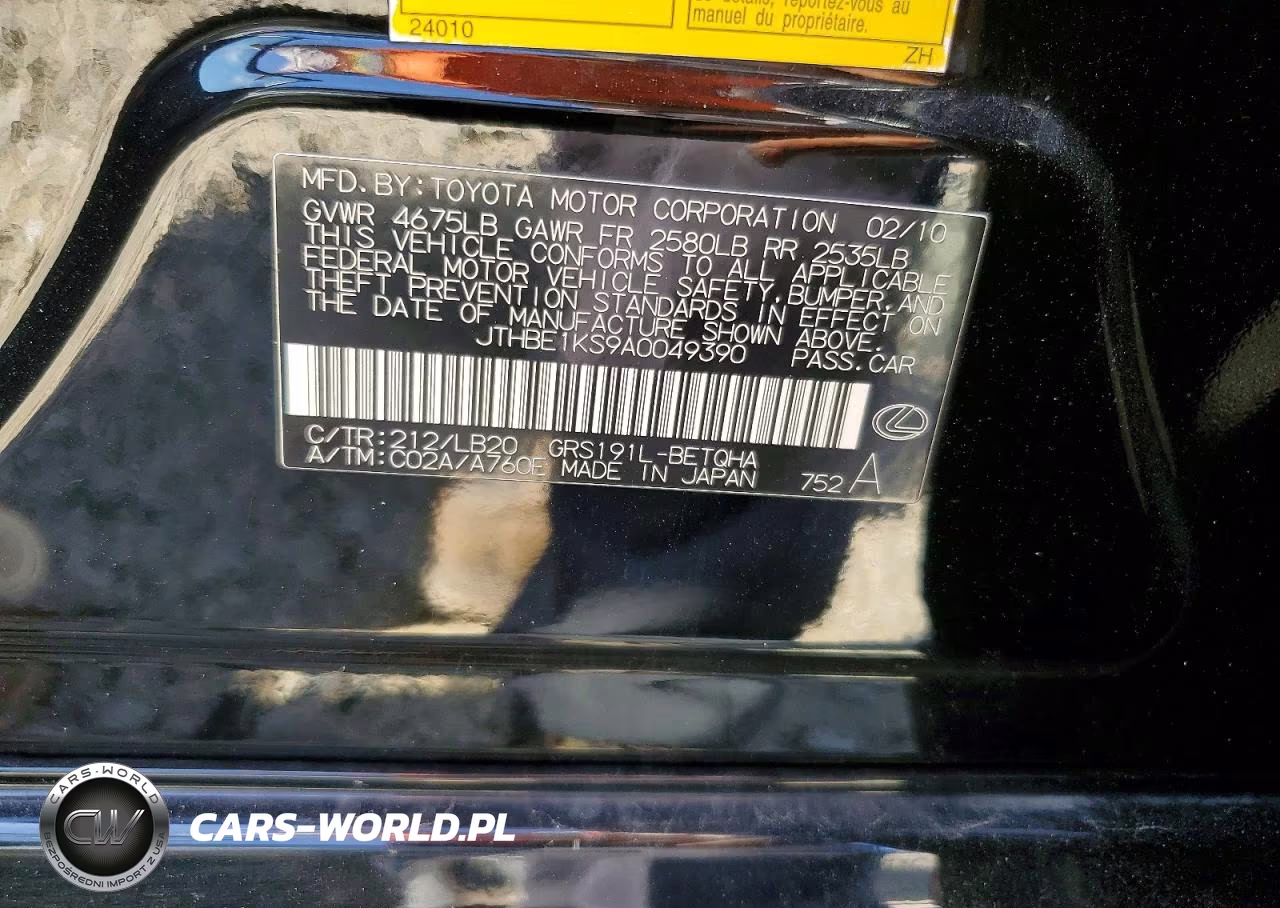 2010 Lexus Gs 350 VIN:JTHBE1KS9A0049390 - 13