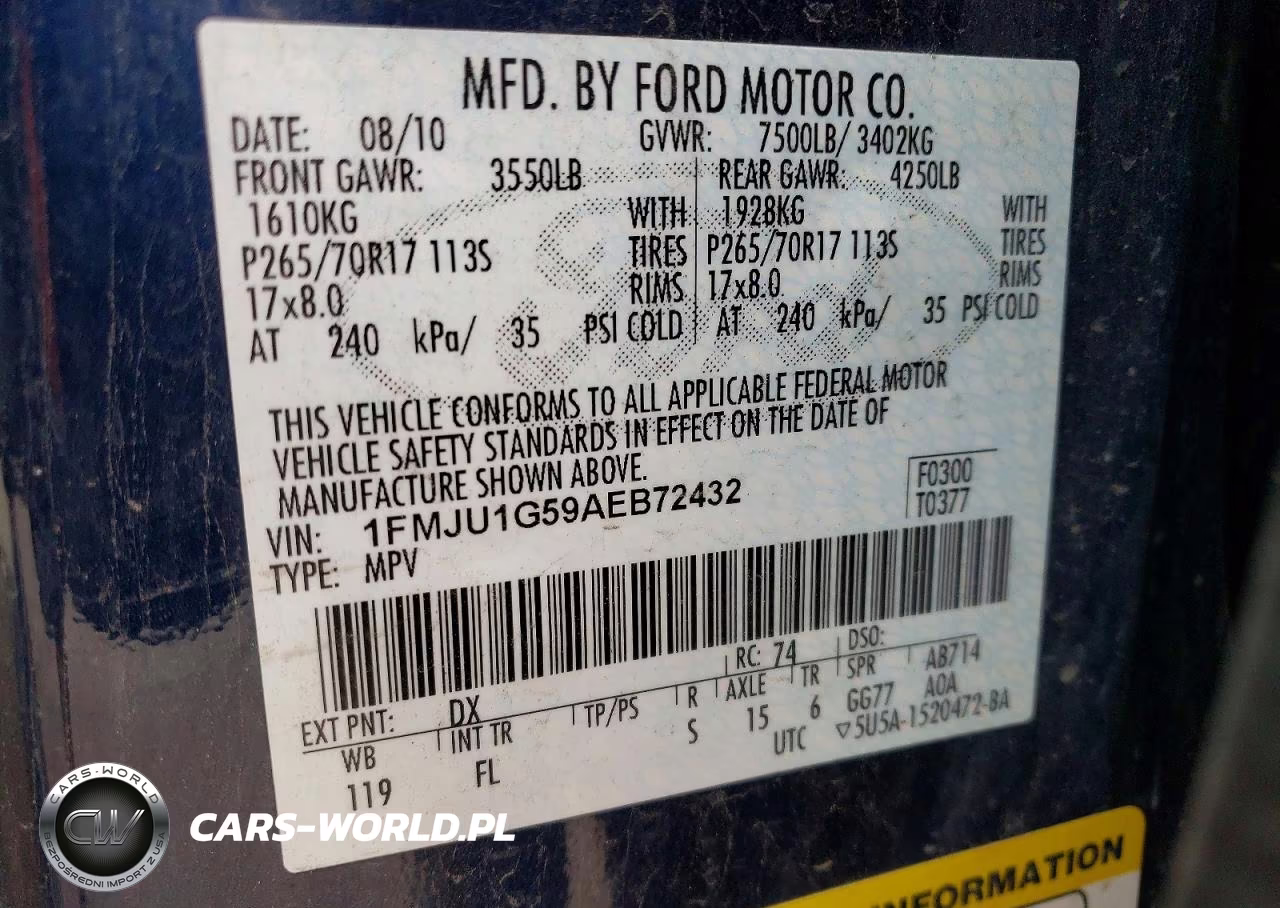 2010 Ford Expedition Xlt VIN:1FMJU1G59AEB72432 - 13