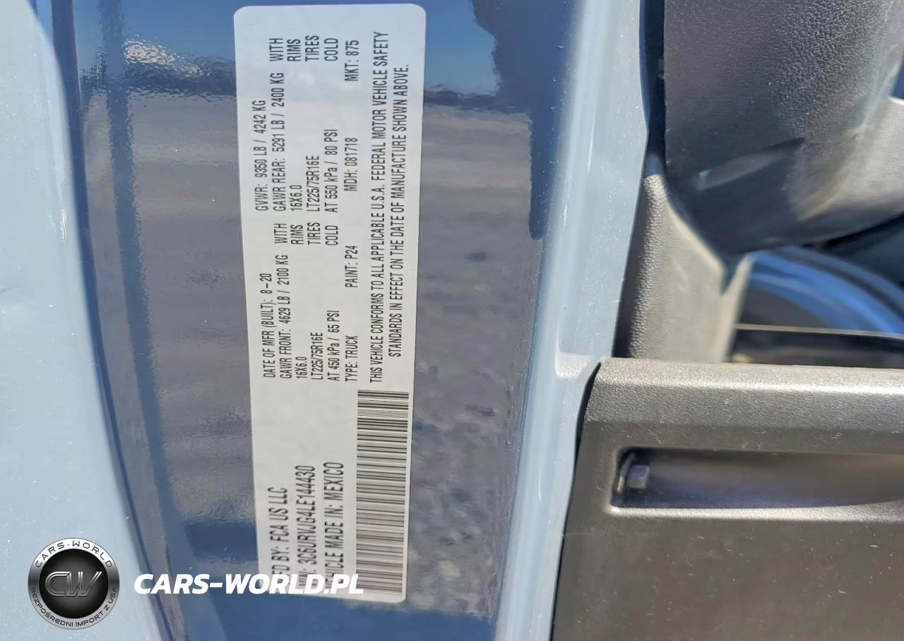 2020 Ram Promaster 3500 3500 High VIN:3C6URVJG4LE144430 - 12