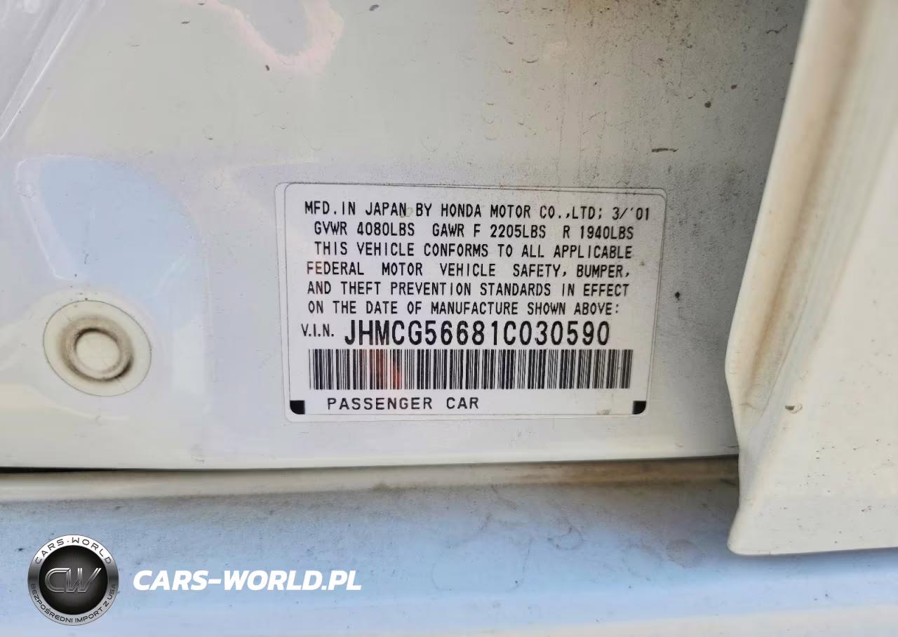 2001 Honda Accord Ex VIN:JHMCG56681C030590 - 13
