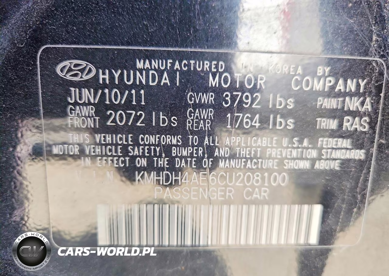 2012 Hyundai Elantra Limited VIN:KMHDH4AE6CU208100 - 12