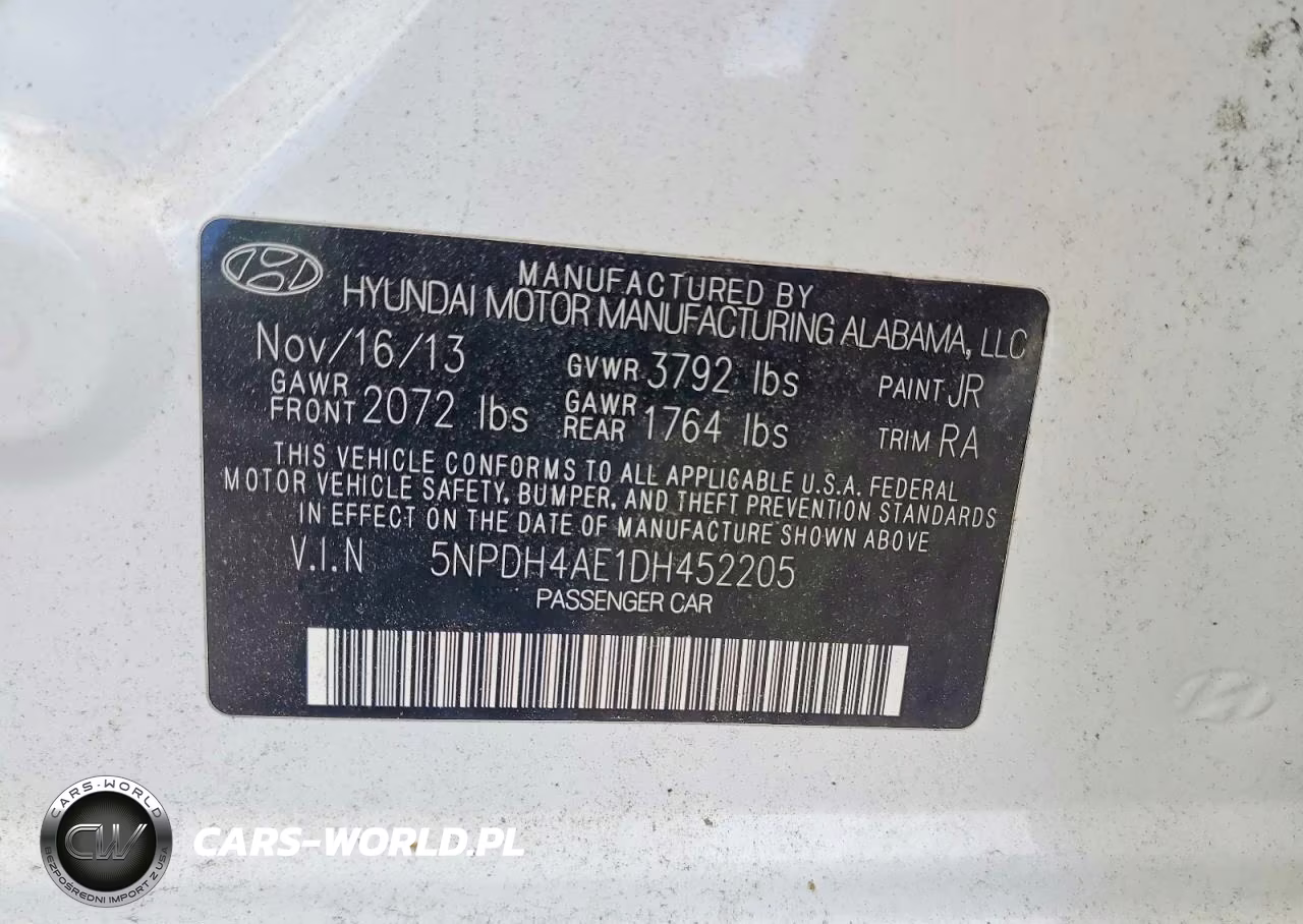 2013 Hyundai Elantra Gls VIN:5NPDH4AE1DH452205 - 12