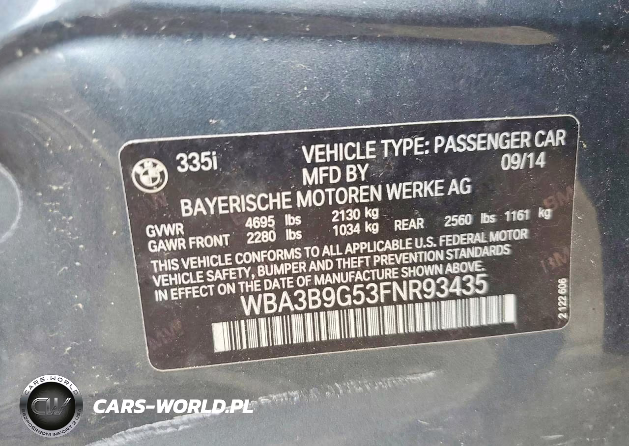 2015 BMW 335 Xi VIN:WBA3B9G53FNR93435 - 12