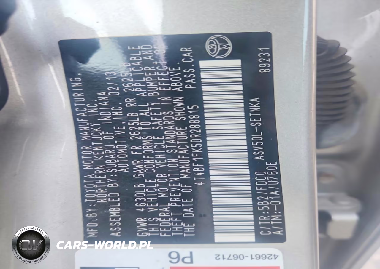 2013 Toyota Camry Le VIN:4T4BF1FK5DR288815 - 12